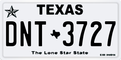 TX license plate DNT3727