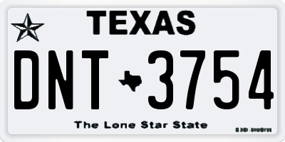 TX license plate DNT3754