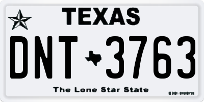 TX license plate DNT3763