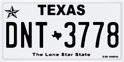 TX license plate DNT3778