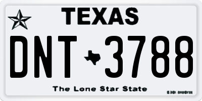 TX license plate DNT3788