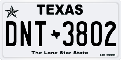 TX license plate DNT3802