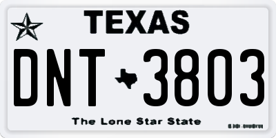 TX license plate DNT3803