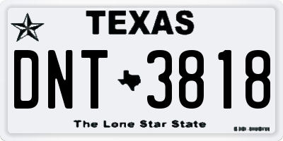 TX license plate DNT3818