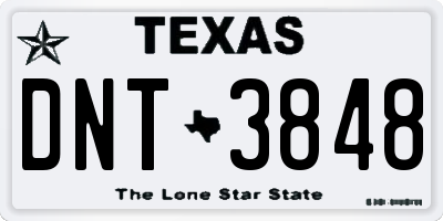 TX license plate DNT3848
