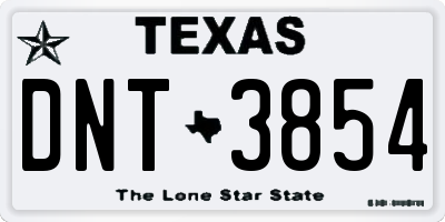 TX license plate DNT3854