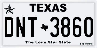TX license plate DNT3860