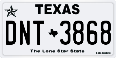 TX license plate DNT3868