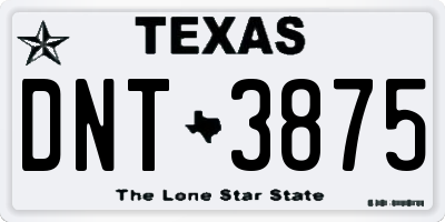TX license plate DNT3875
