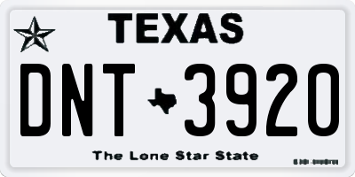 TX license plate DNT3920