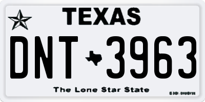 TX license plate DNT3963