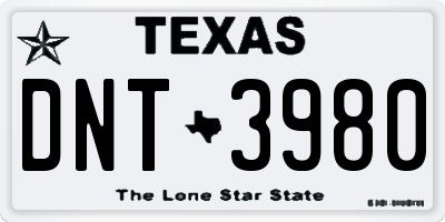 TX license plate DNT3980