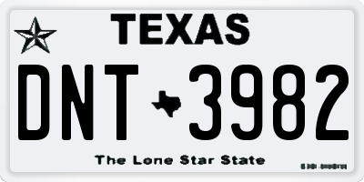 TX license plate DNT3982