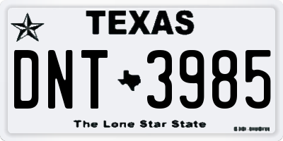TX license plate DNT3985