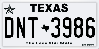 TX license plate DNT3986