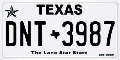 TX license plate DNT3987