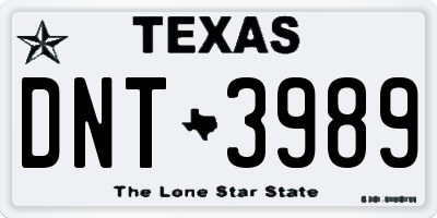 TX license plate DNT3989