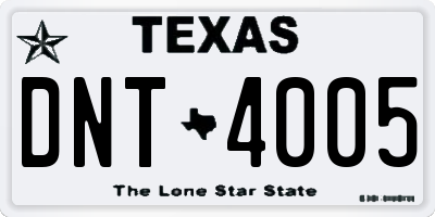 TX license plate DNT4005