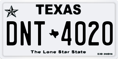 TX license plate DNT4020