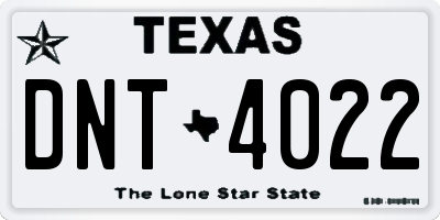 TX license plate DNT4022