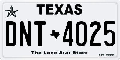 TX license plate DNT4025