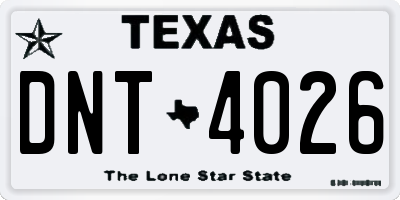 TX license plate DNT4026