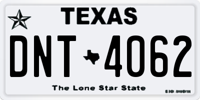 TX license plate DNT4062