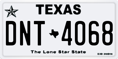 TX license plate DNT4068