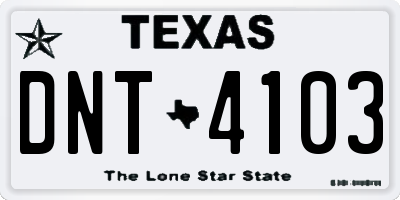 TX license plate DNT4103