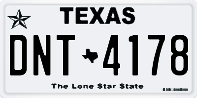 TX license plate DNT4178