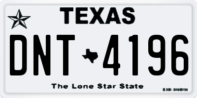 TX license plate DNT4196