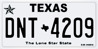 TX license plate DNT4209