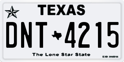 TX license plate DNT4215