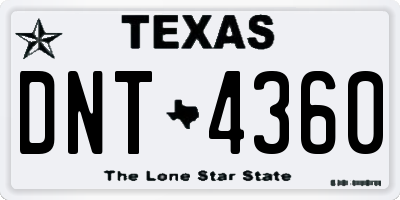 TX license plate DNT4360