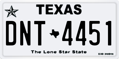 TX license plate DNT4451