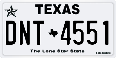 TX license plate DNT4551