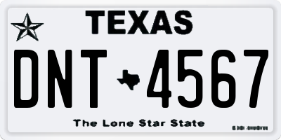 TX license plate DNT4567