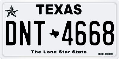 TX license plate DNT4668