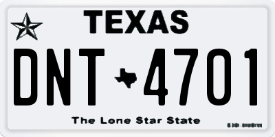 TX license plate DNT4701