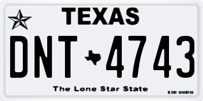 TX license plate DNT4743
