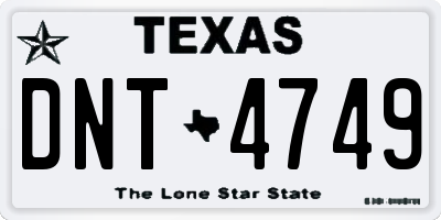 TX license plate DNT4749