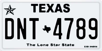 TX license plate DNT4789