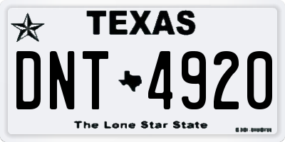 TX license plate DNT4920