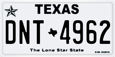 TX license plate DNT4962