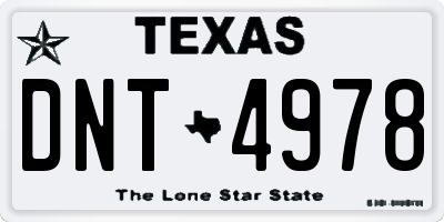 TX license plate DNT4978