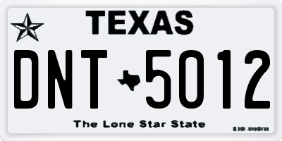 TX license plate DNT5012