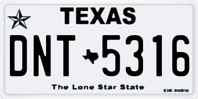 TX license plate DNT5316