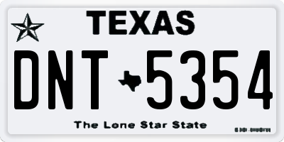 TX license plate DNT5354