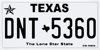 TX license plate DNT5360