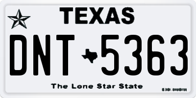 TX license plate DNT5363